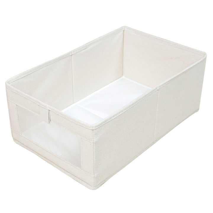 4-Pieces: Foldable Linen Clothing Storage Bin with Visible Clear Window Image 3