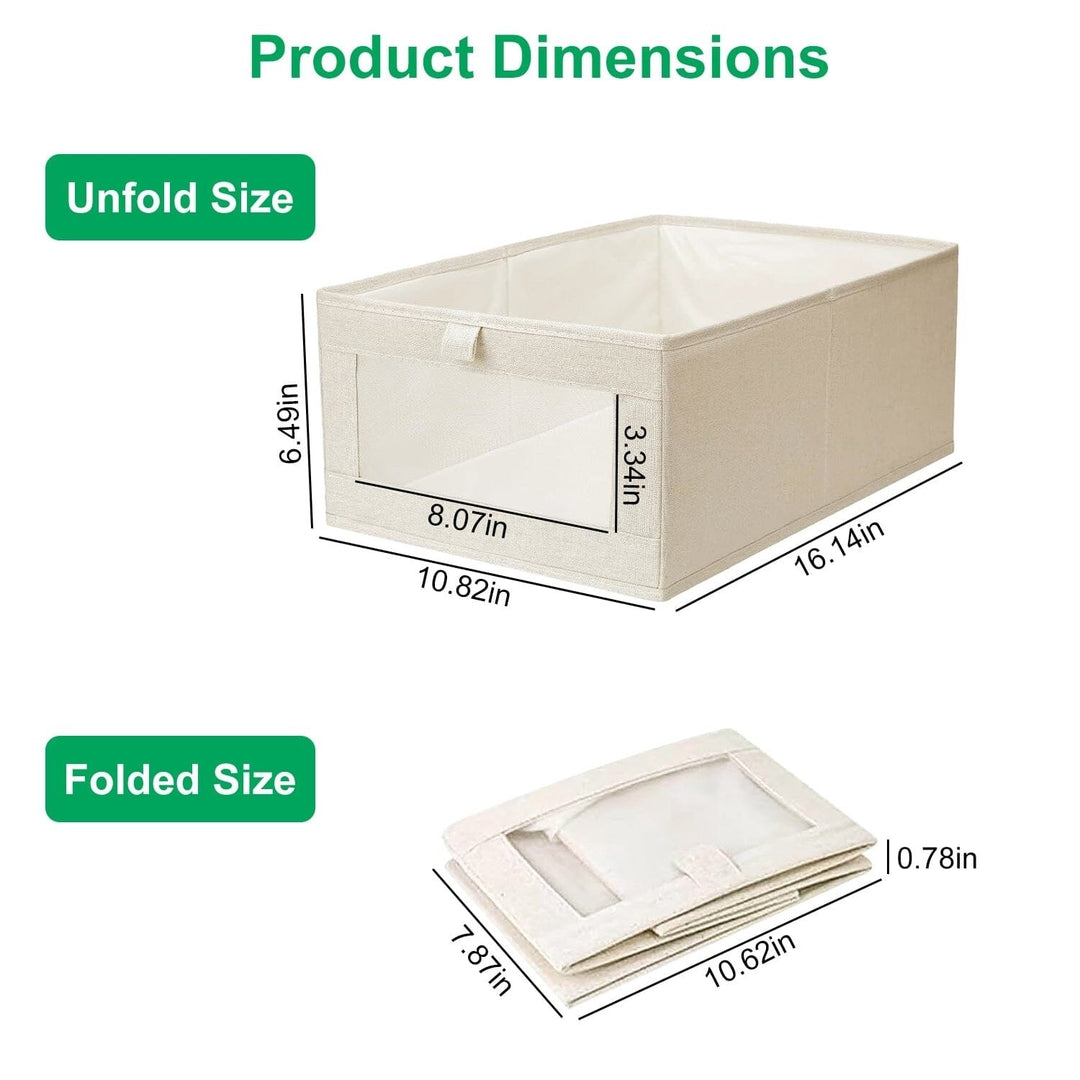 4-Pieces: Foldable Linen Clothing Storage Bin with Visible Clear Window Image 11