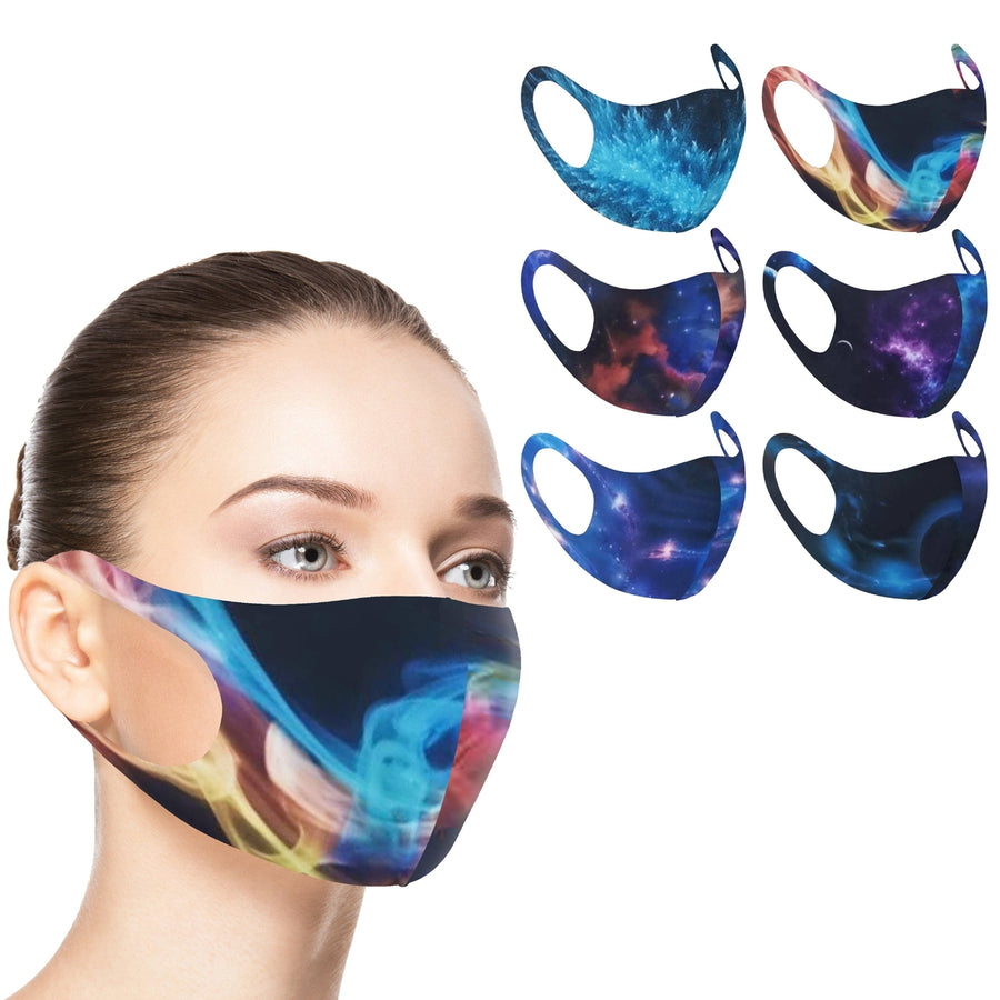 6-Pack: Fun Cosmic Design Print Masks Image 1