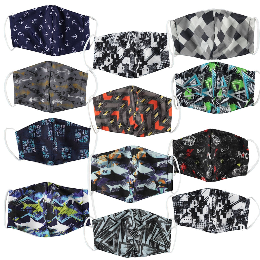 6-Pack: Mens Reusable Machine Washable Masks Mystery (3 Solid + 3 Prints) Image 1