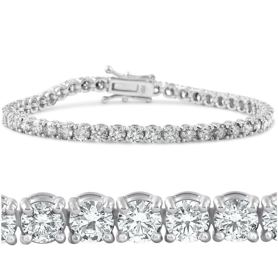 7.10 Ct Round HUGE Natural Diamond Tennis Bracelet 14K White Gold Image 1