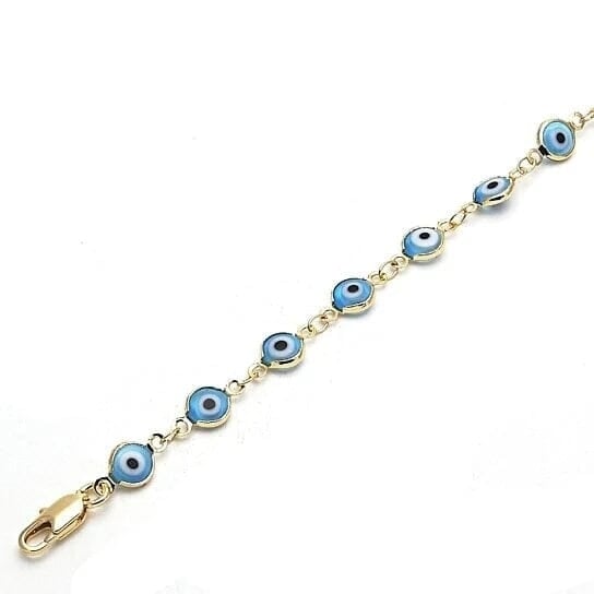 8" Gold Filled Evil Eye Light Blue Bracelet Image 1