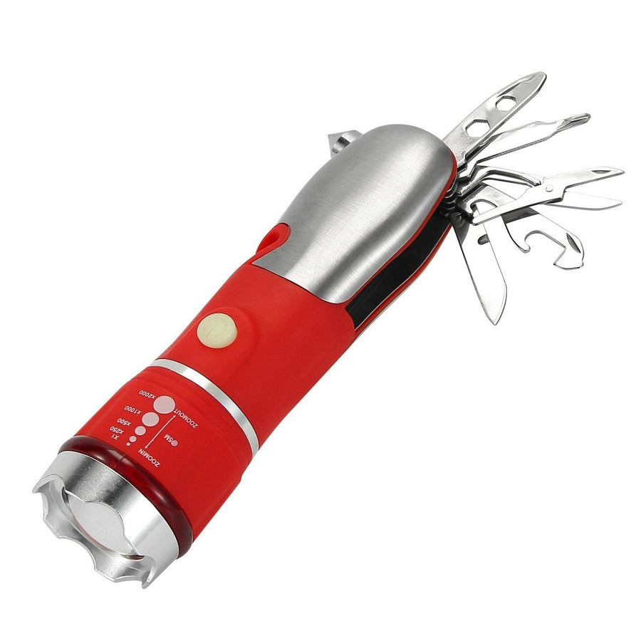 8-in-1 Multi-Tool Hammer Zoomable Emergency Flashlight Image 1