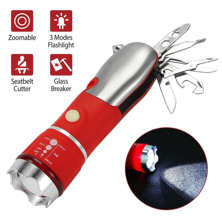 8-in-1 Multi-Tool Hammer Zoomable Emergency Flashlight Image 4