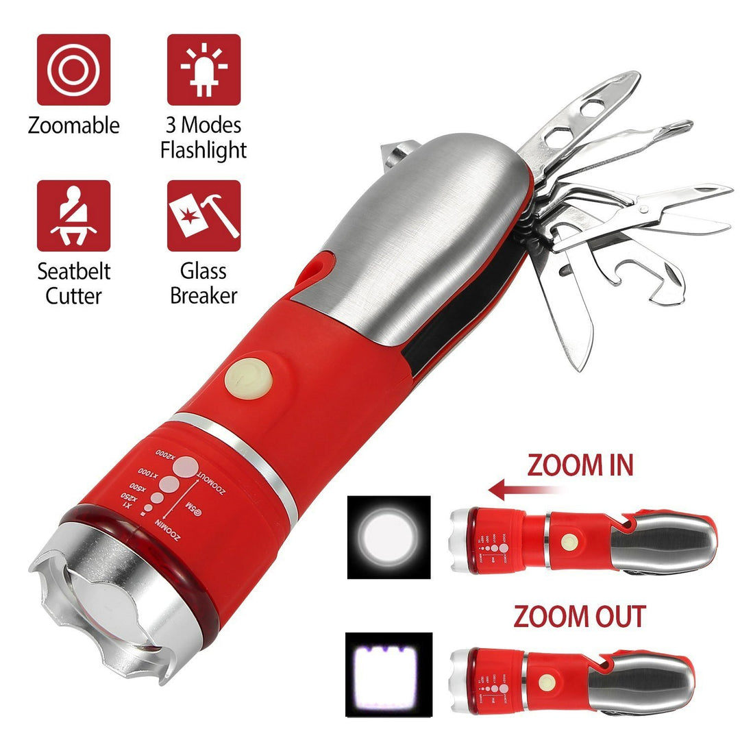 8-in-1 Multi-Tool Hammer Zoomable Emergency Flashlight Image 6