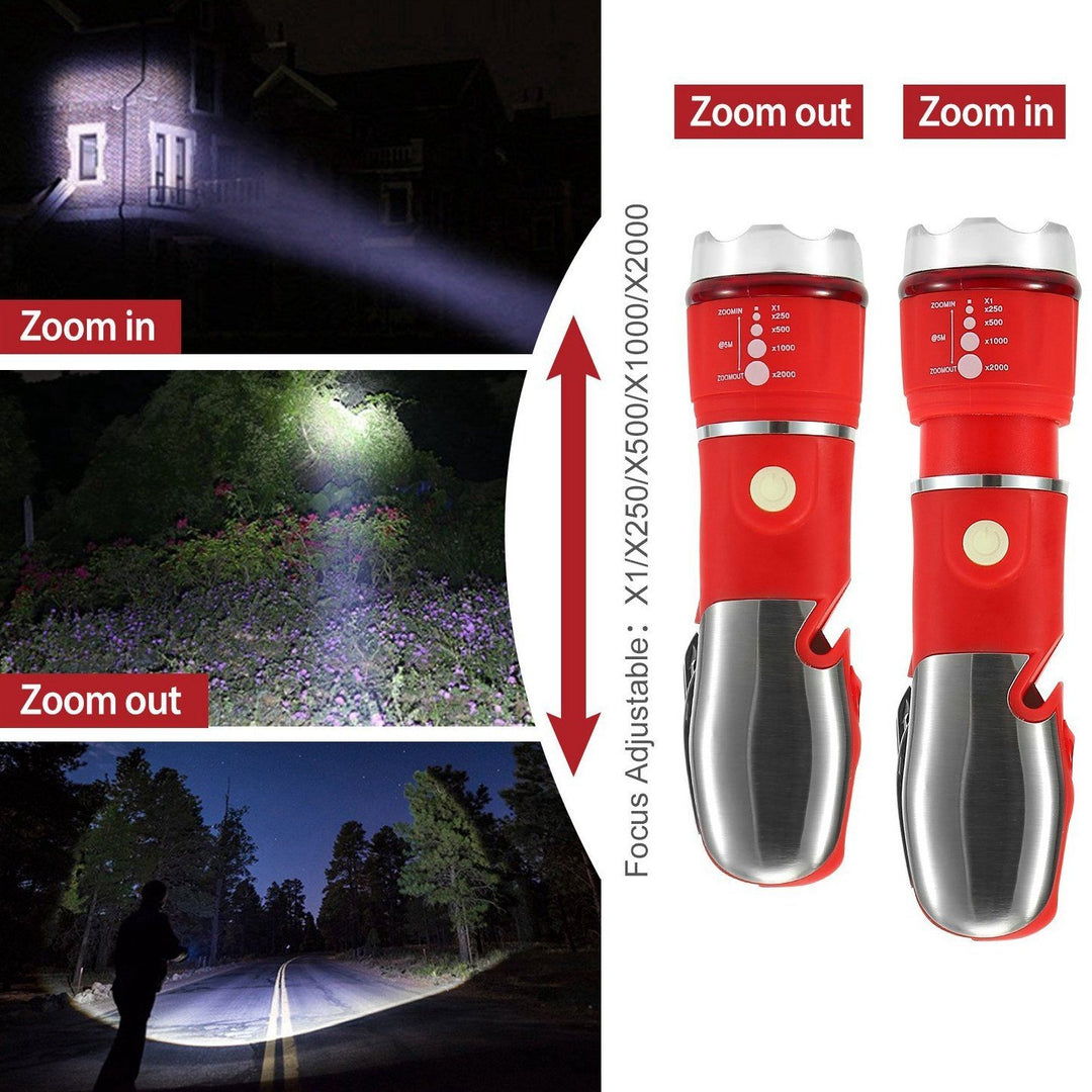 8-in-1 Multi-Tool Hammer Zoomable Emergency Flashlight Image 7