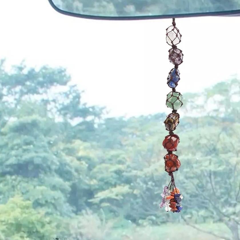 7 Chakra Gemstones Reiki Healing Crystals Tassel Wall Car Hanging Ornament Image 2