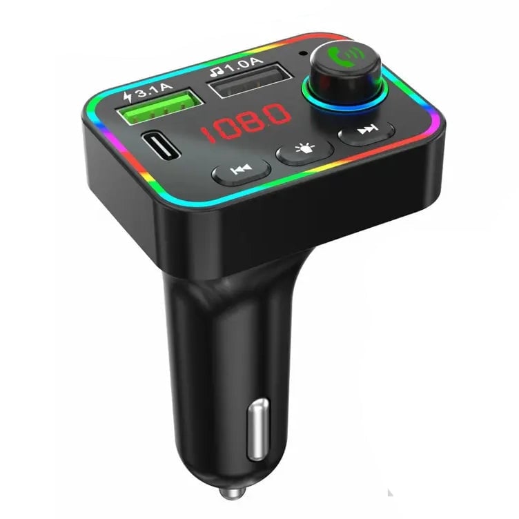 7 Color LED Backlit Light Bluetooth FM Transmitter and Dual USB Charger Image 1