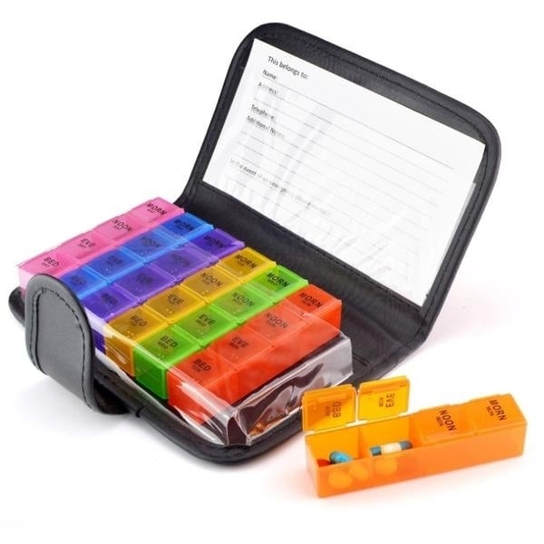 7 Day Extra Large Pill Organizer with Cute Travel Case Image 1