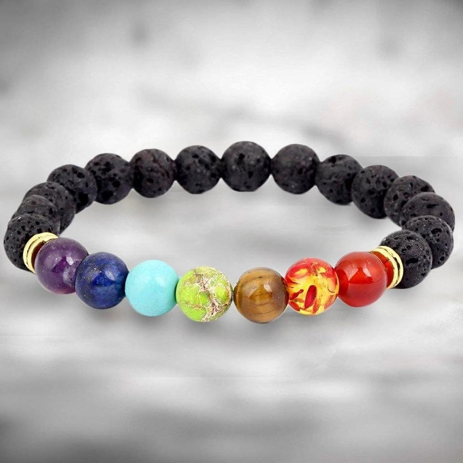 7 Genuine Chakra Healing Natural Stone Bead Bracelet Image 1