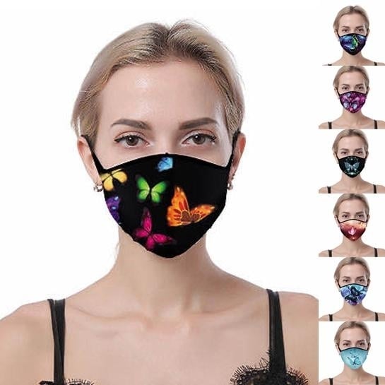 7-Pack: Butterfly Designed Fabric Masks Image 1