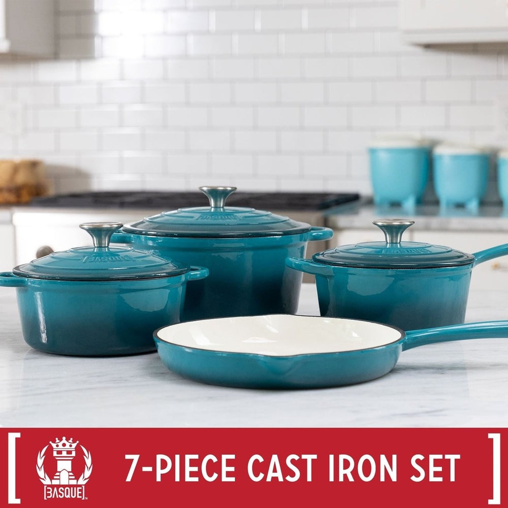 7-Piece Set: Basque Enameled Cast Iron Cookware Set Image 2