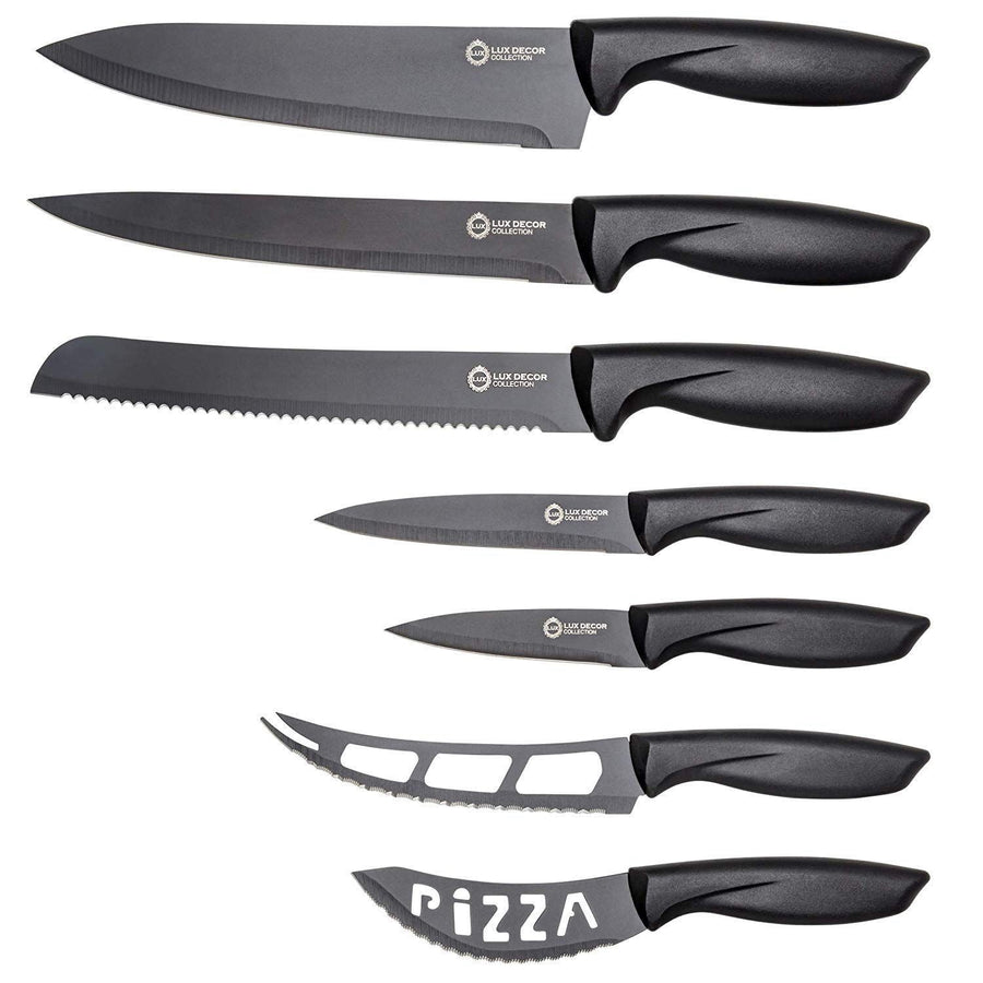 7-Piece Set: Chef Knife Bread Carving Utility Pairing Cheese Pizza Image 1