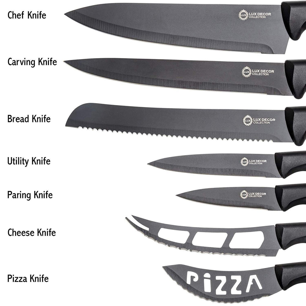 7-Piece Set: Chef Knife Bread Carving Utility Pairing Cheese Pizza Image 2