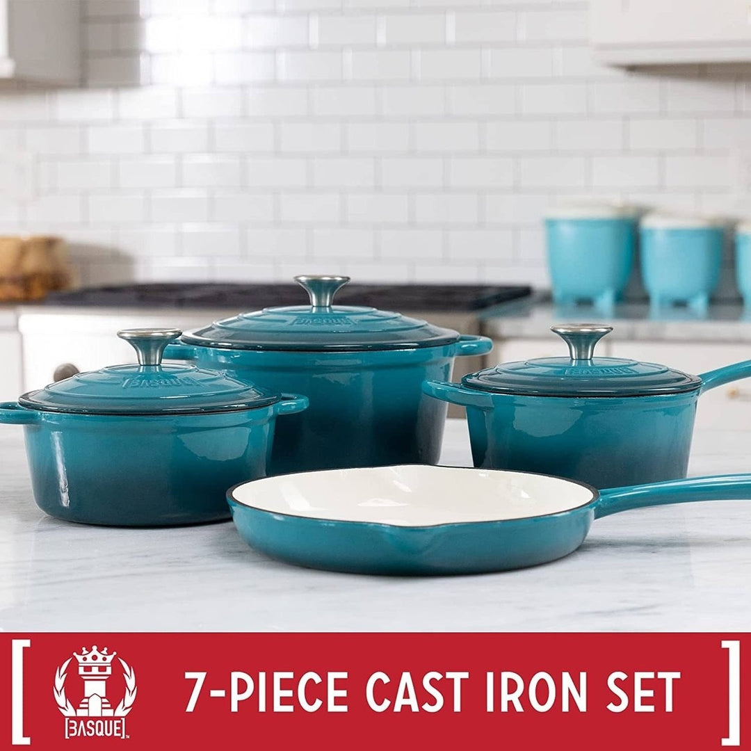 7-Piece: Basque Enameled Cast Iron Cookware Set Image 2