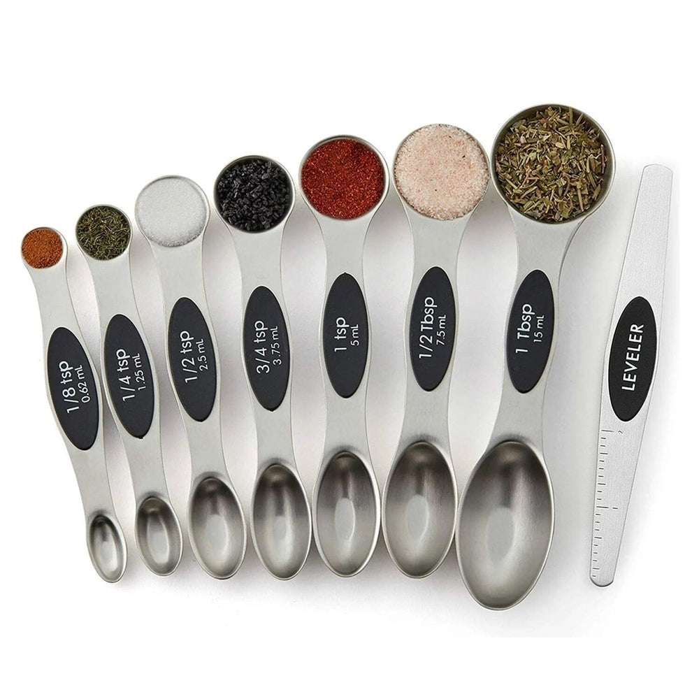 7-Piece: Double Sided Stackable Magnetic Measuring Spoons Set with Leveler Image 2