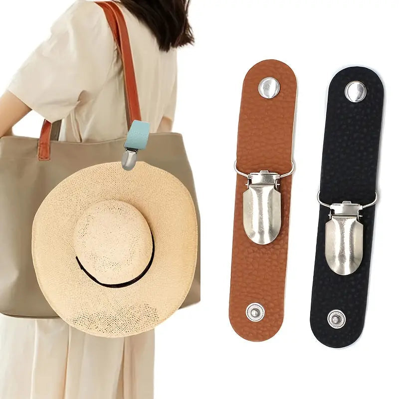 6-Piece: Hat Clip for Summer Travel on Bag Luggage PU Leather Hat Image 1