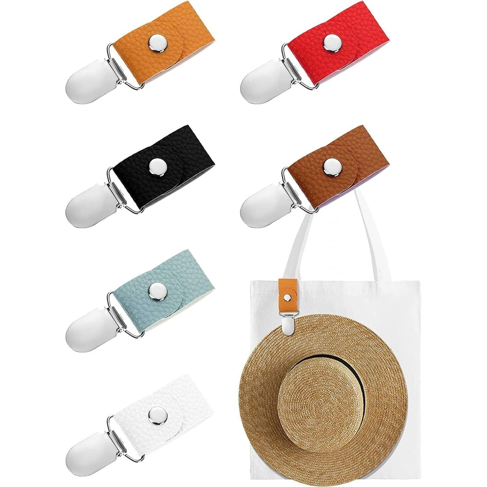 6-Piece: Hat Clip for Summer Travel on Bag Luggage PU Leather Hat Image 2