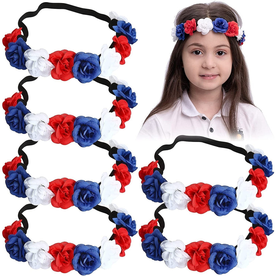 6-Piece: Patriotic Flower Headbands Image 1