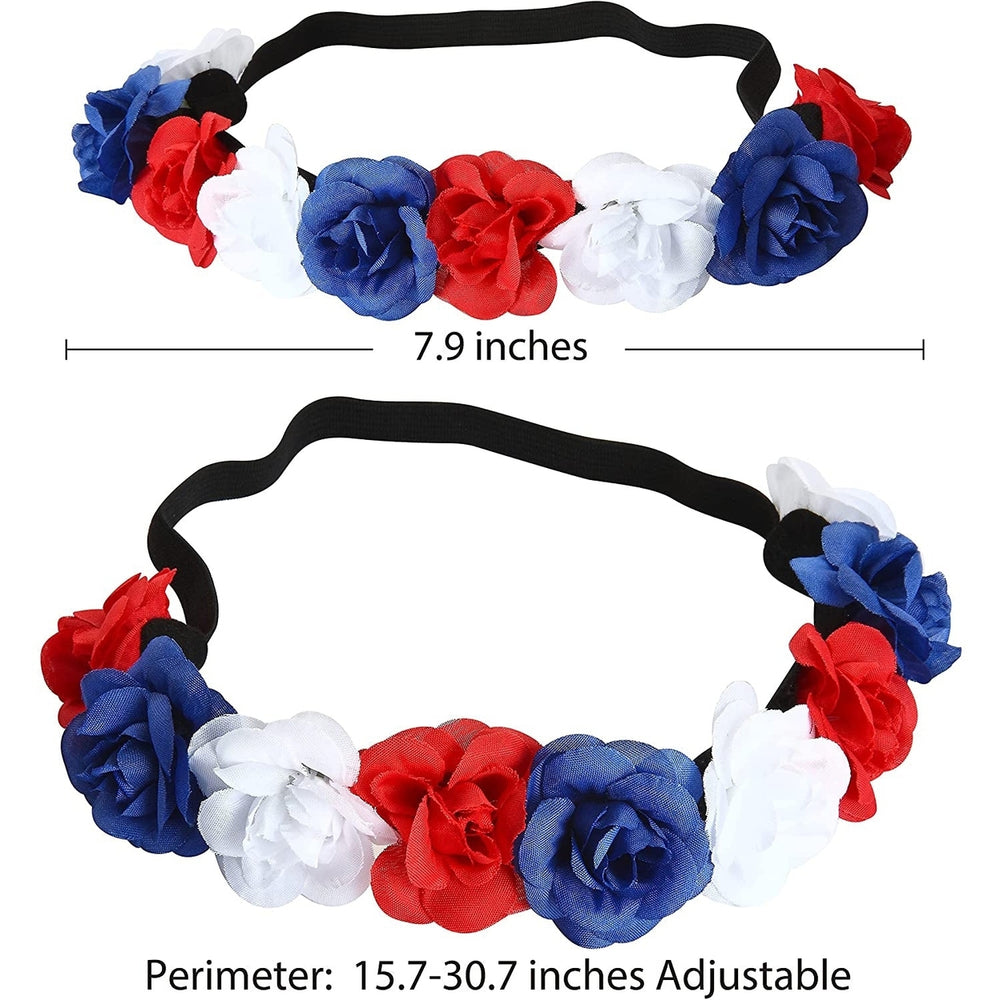 6-Piece: Patriotic Flower Headbands Image 2