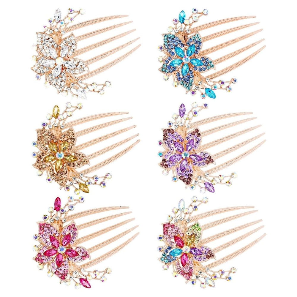 6-Pieces: Rhinestone Encrusted Hairpin Barrette Accessory Image 2