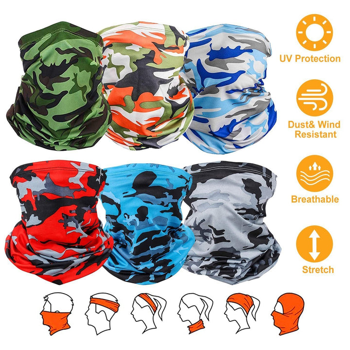 6-Pieces: Summer Neck Gaiter UV Sunscreen Protection Face Mask Scarf Image 3