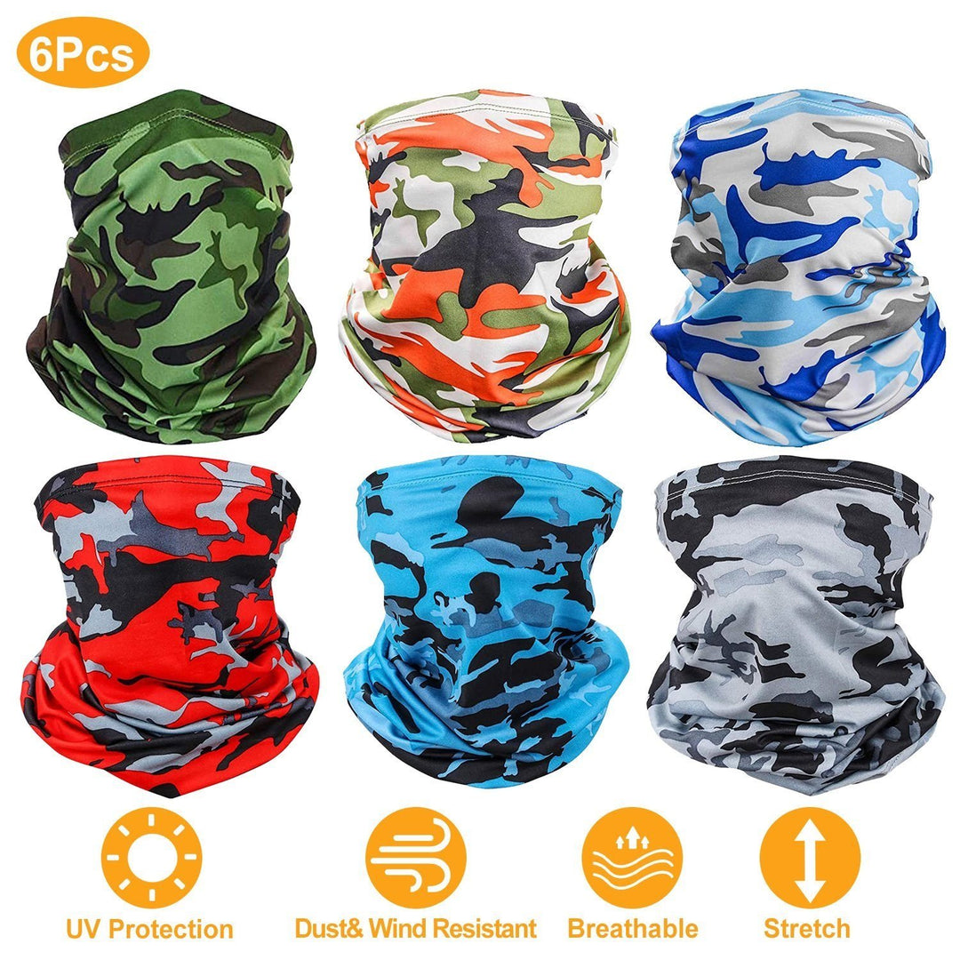 6-Pieces: Summer Neck Gaiter UV Sunscreen Protection Face Mask Scarf Image 4