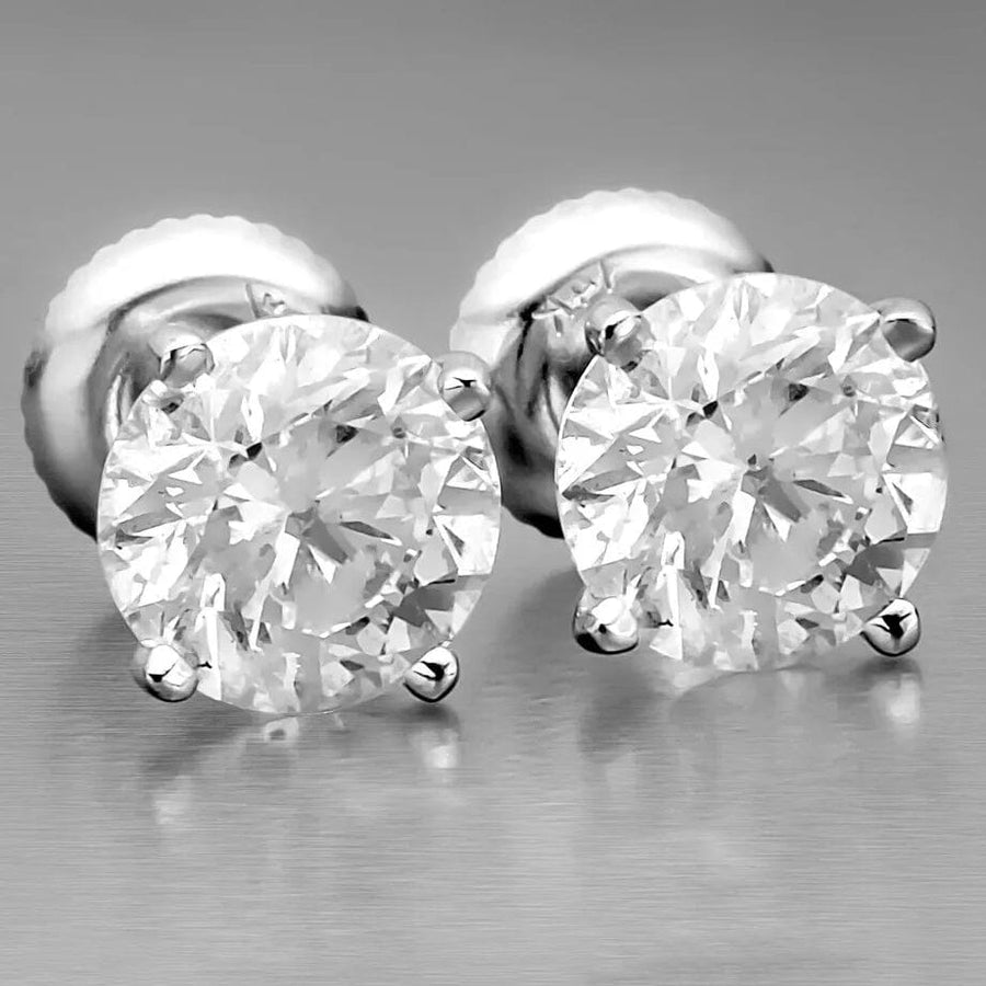 6.00 Ct Certified F VS2 Round Lab Grown Diamond 18K Stud Earrings Image 1