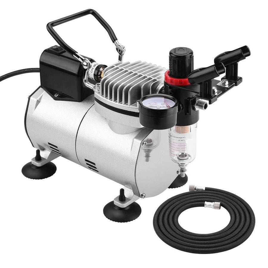 Airbrush Compressor Kit with 6ft Air Hose and Airbrush Holder Image 1