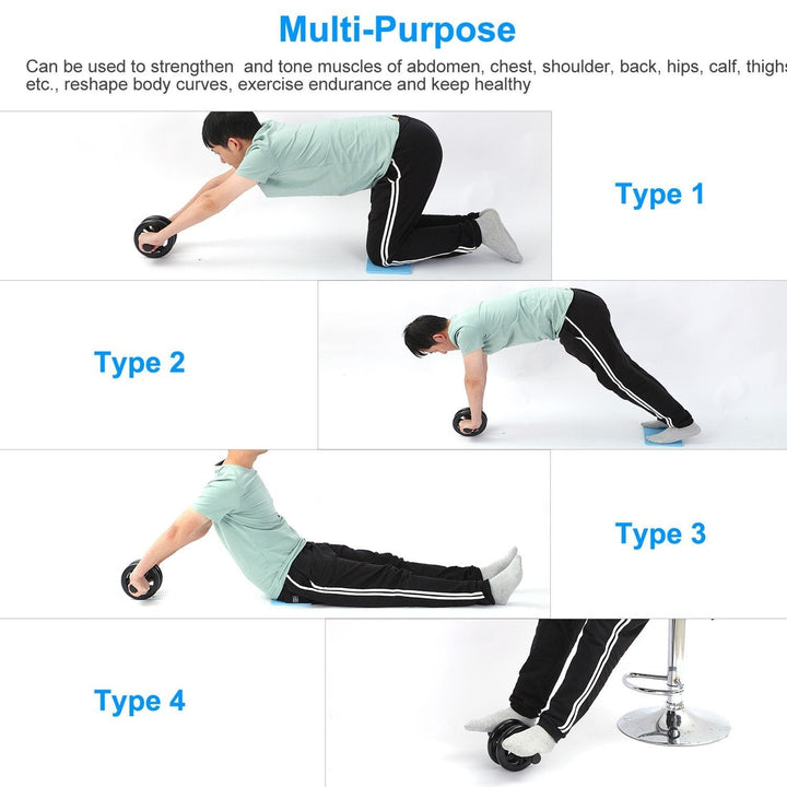 Ab Roller Wheel Fitness Exercise with Knee Pads Image 6