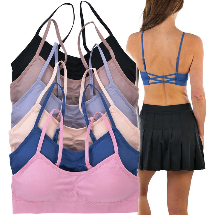 6-Pack: ToBeInStyle Womens Simple Seamless Criss Cross Back Pastel Assortment Image 4