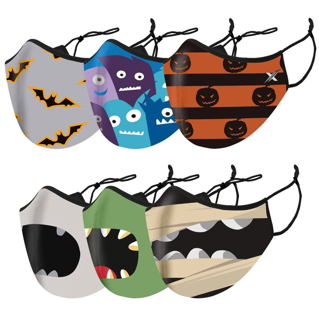 6-Pack: Two-Layer Reusable Halloween Kids Face Mask With Adjustable Earloop Image 1