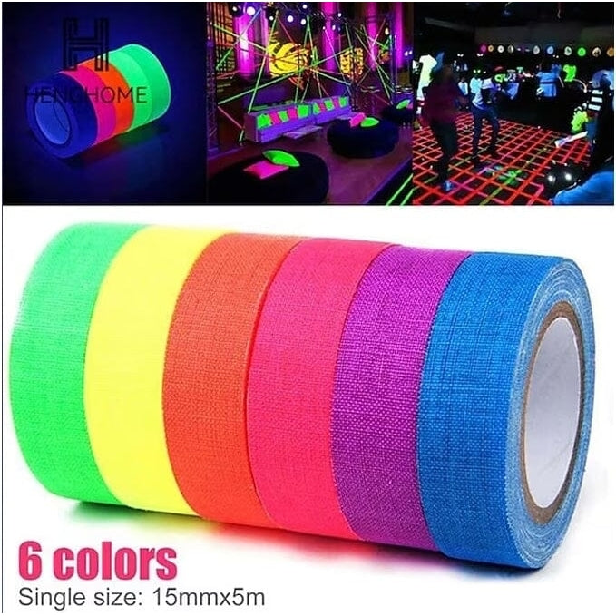 6-Pack: UV Gaffer Fluorescent Party Tape Blacklight Reactive Glow In The Dark Tape Image 7