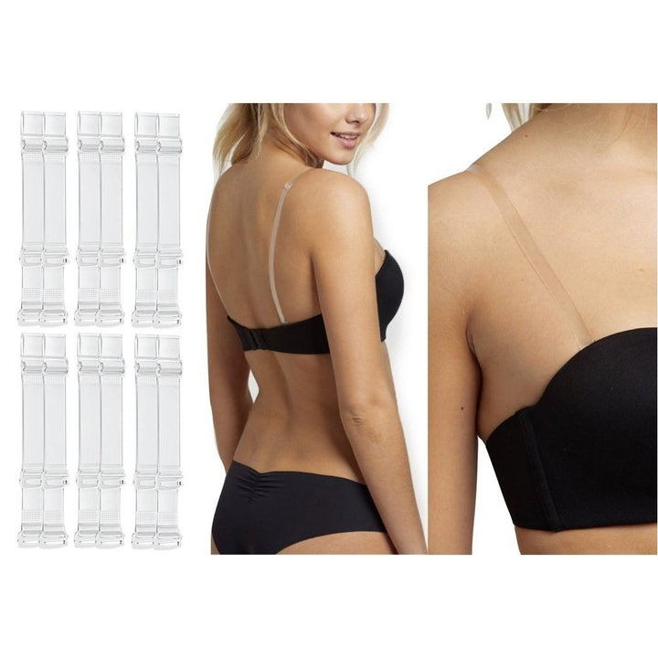 6-Pack: Womens Clear Invisible Bra Straps Image 1