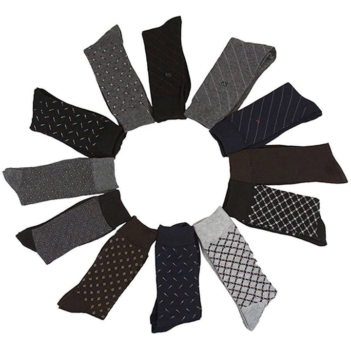 6-Pair: Classic Cotton Stretch Elastic Dress Socks Assorted Image 3