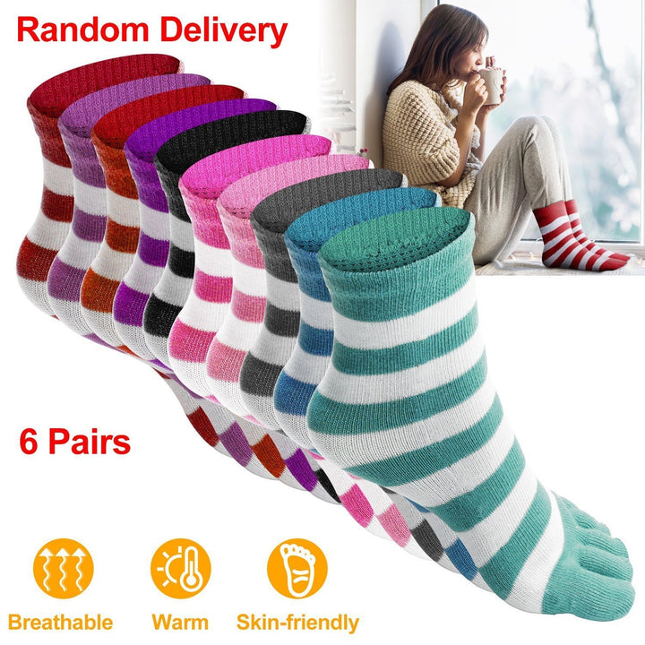 6-Pair: 5 Toes Socks Soft Breathable Ankle Socks Image 7