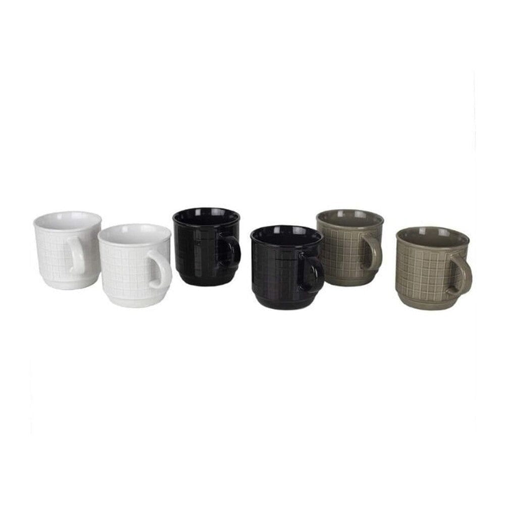 6-Piece Set: Stoneware Mug Set with Metal Rack Image 2