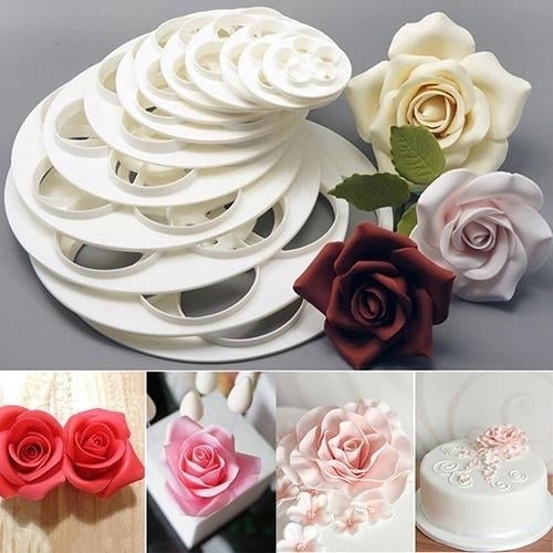 6-Piece: Baking Mold Fondant Cake Sugarcraft Rose Flower Cookie Image 1