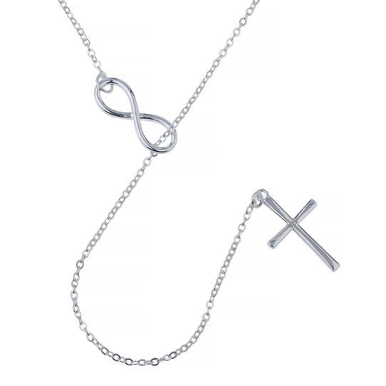 925 Sterling Silver Infinity Cross Necklace Image 1