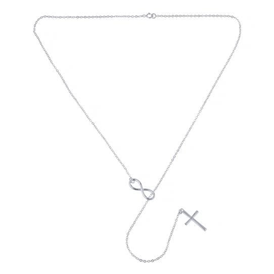 925 Sterling Silver Infinity Cross Necklace Image 2