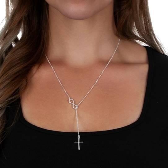 925 Sterling Silver Infinity Cross Necklace Image 4