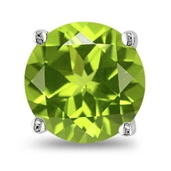 August Birthstone Peridot 925 Sterling Silver Round Cz Stud Earring Image 2