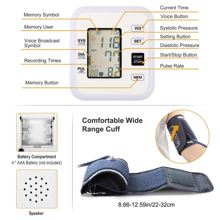 Arm Blood Pressure Monitor with Adjustable Cuff Image 6