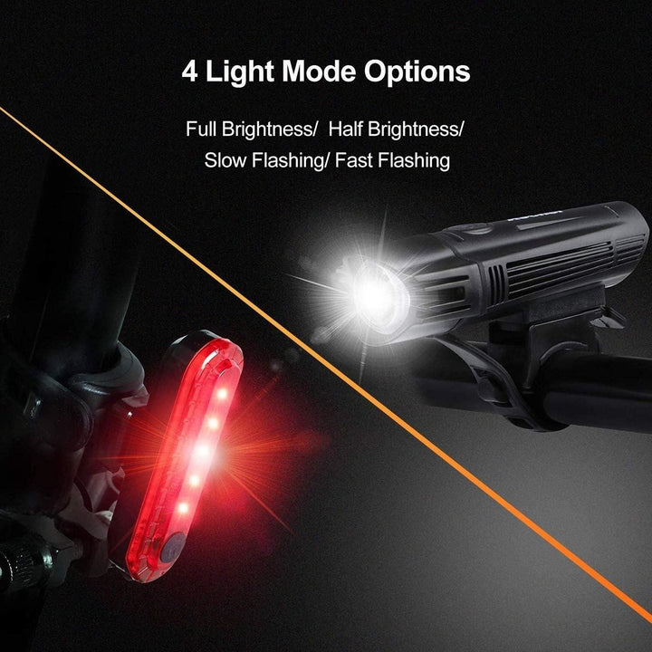 Ascher Ultra Bright USB Rechargeable Bike Light Set Image 4