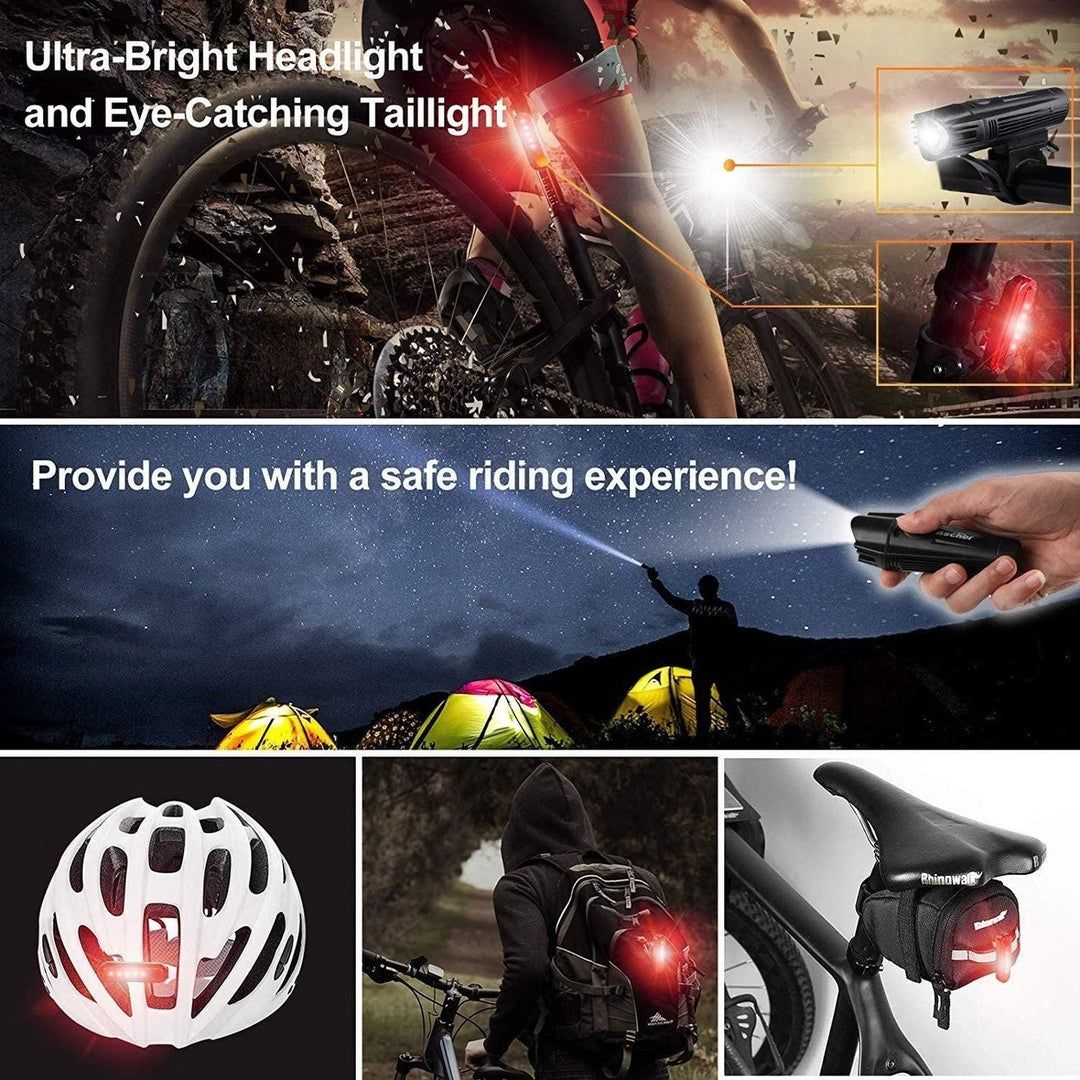 Ascher Ultra Bright USB Rechargeable Bike Light Set Image 4