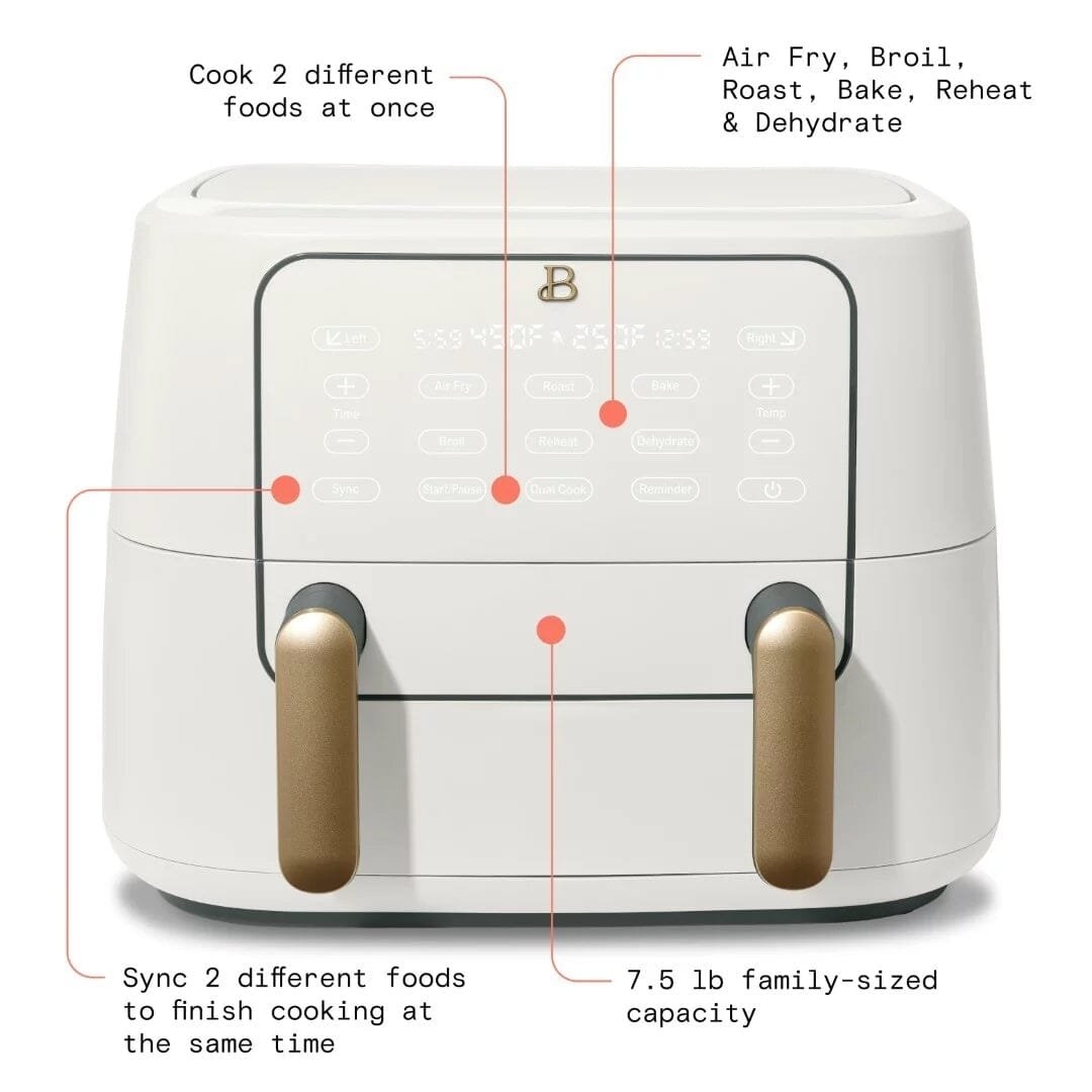 Beautiful 9 QT TriZone Air Fryer White Icing by Drew Barrymore Image 6