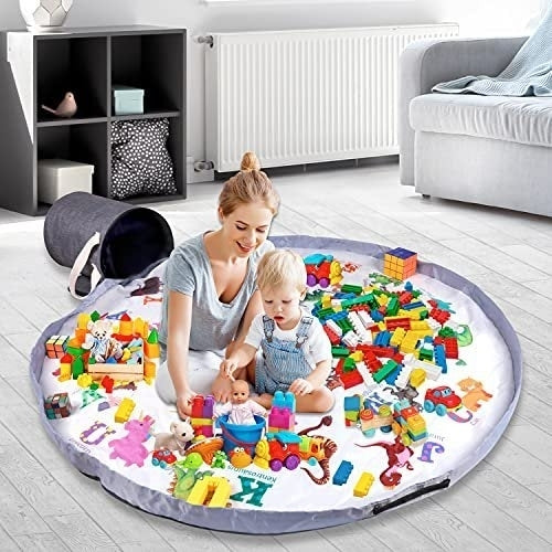 BebiQ Toy Organizers and Storage Baskets with Large Baby Play Mat Image 1