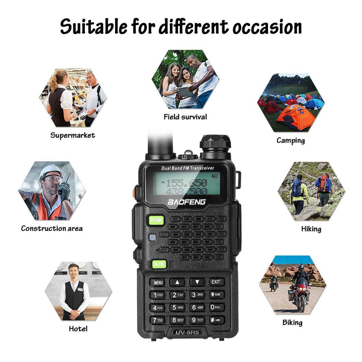 BAOFENG UV-5R5 VHF/UHF Dual Band Two Way Ham Radio Transceiver Walkie Talkie Image 6