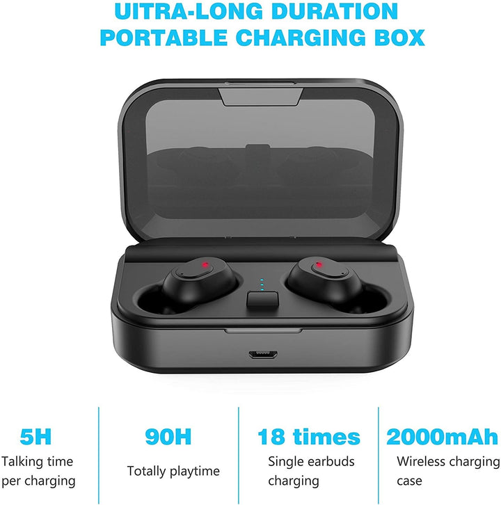 Bluetooth 5.0 Wireless Earbuds with 2000mAh Charging Case Stereo Headphones Image 2