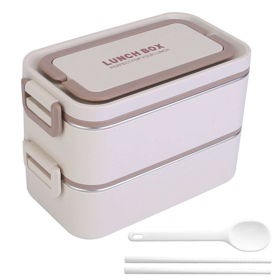 Bento Lunch Box 3 Stackable Food Container with Chopsticks and Spoon Image 1